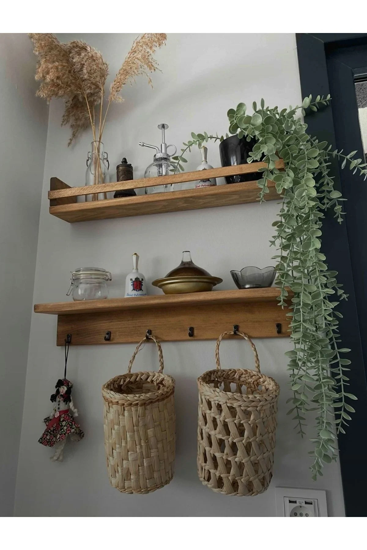50 Cm Ahşap Baharatlık Kahve Köşesi Askılık Terek