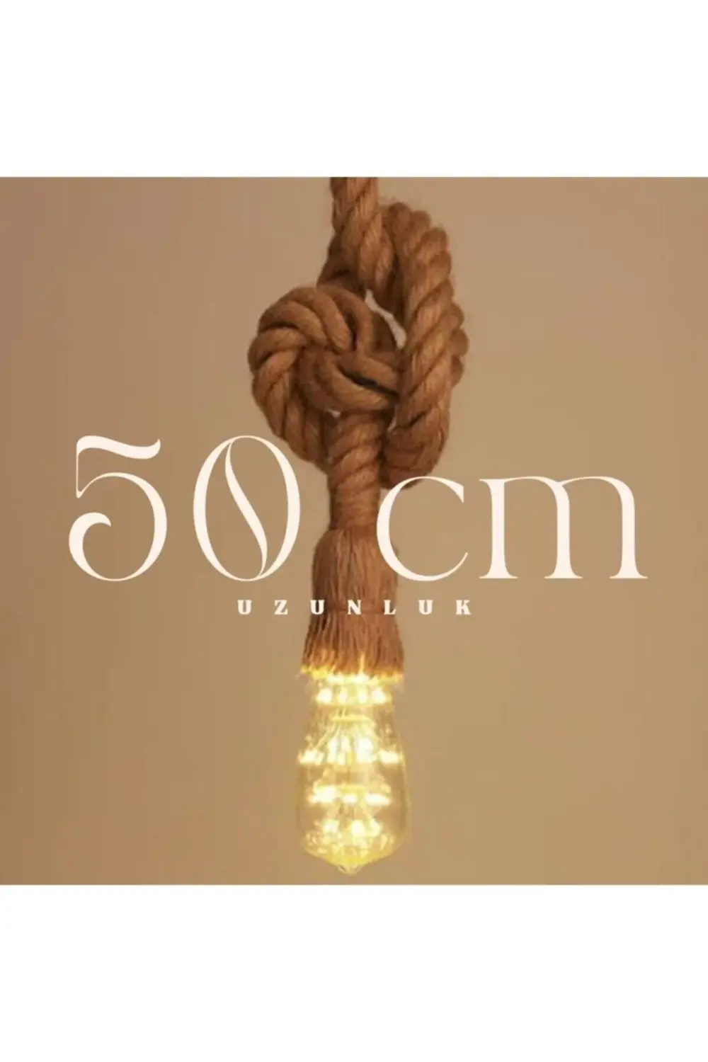 50 Cm Halat Sarkıt Avize Rustik Dekoratif Jüt Cafe Avizesi