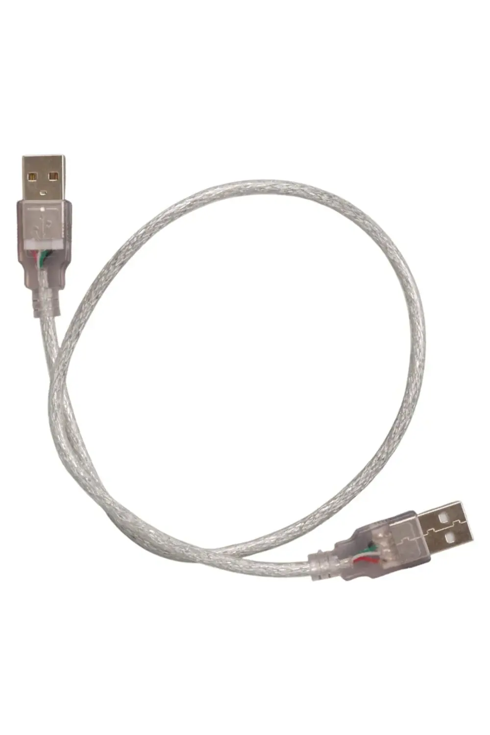 50 cm Şeffaf USB Erkek–Erkek Bağlantı ve Veri Aktarım Kablosu