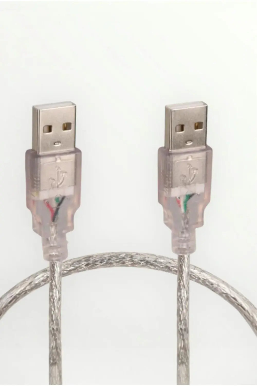 50 cm Şeffaf USB Erkek–Erkek Bağlantı ve Veri Aktarım Kablosu