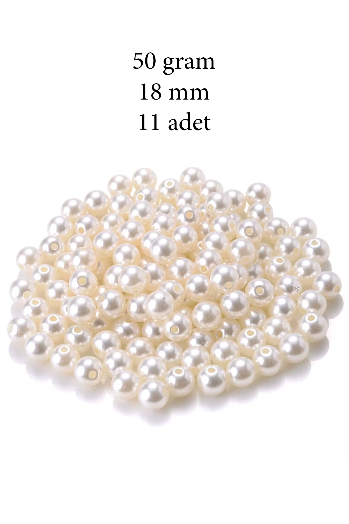 Just Cheap Store 50 Gram 18Mm Krem Renk Plastik İnci Boncuk Çanta Ve Takı Yapım Bo