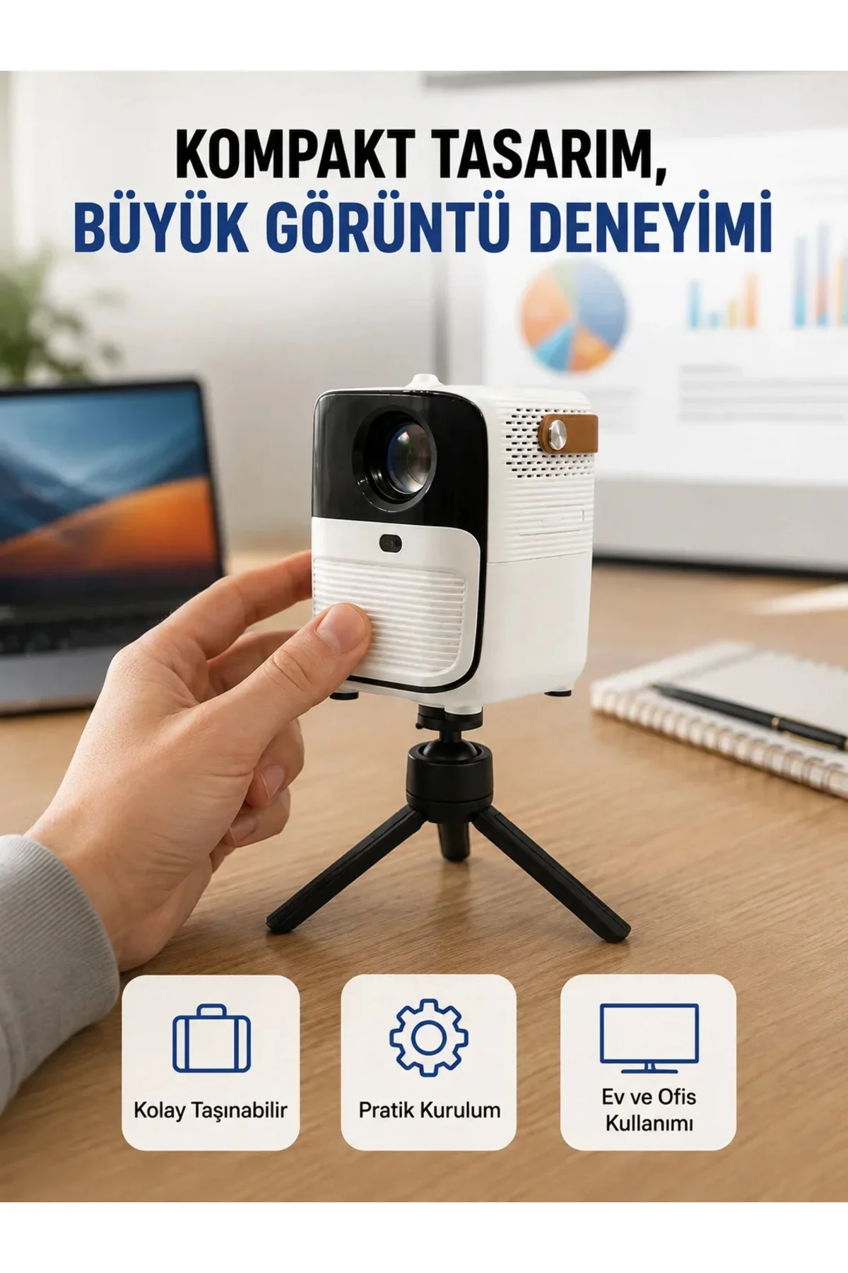 50 inç TV Deneyimli Projektör – Yakın Mesafede Geniş Görüntü Yeni Nesil