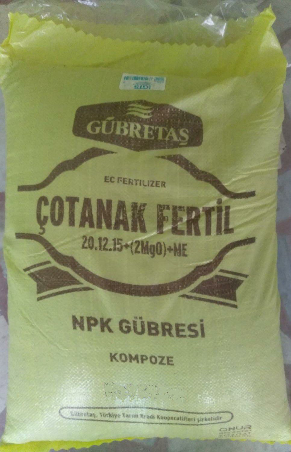 50 Kg Çotanak Fertil Gübre 20-12-15 2(MgO) B Zn Gübretaş