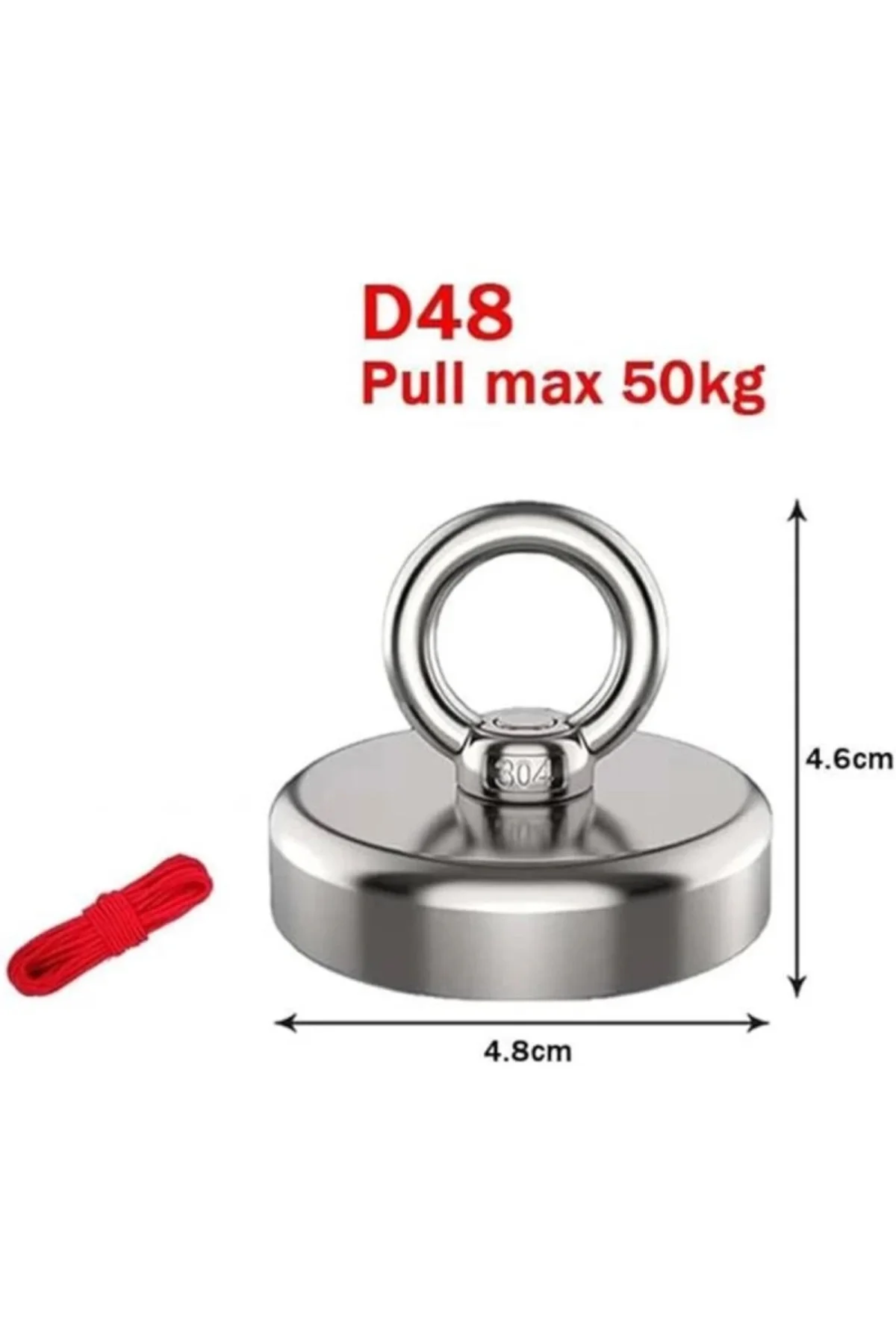 50 Kg D48 Magnet Fishing 20M Halatlı Neodyum Pot Mıknatıs Seti