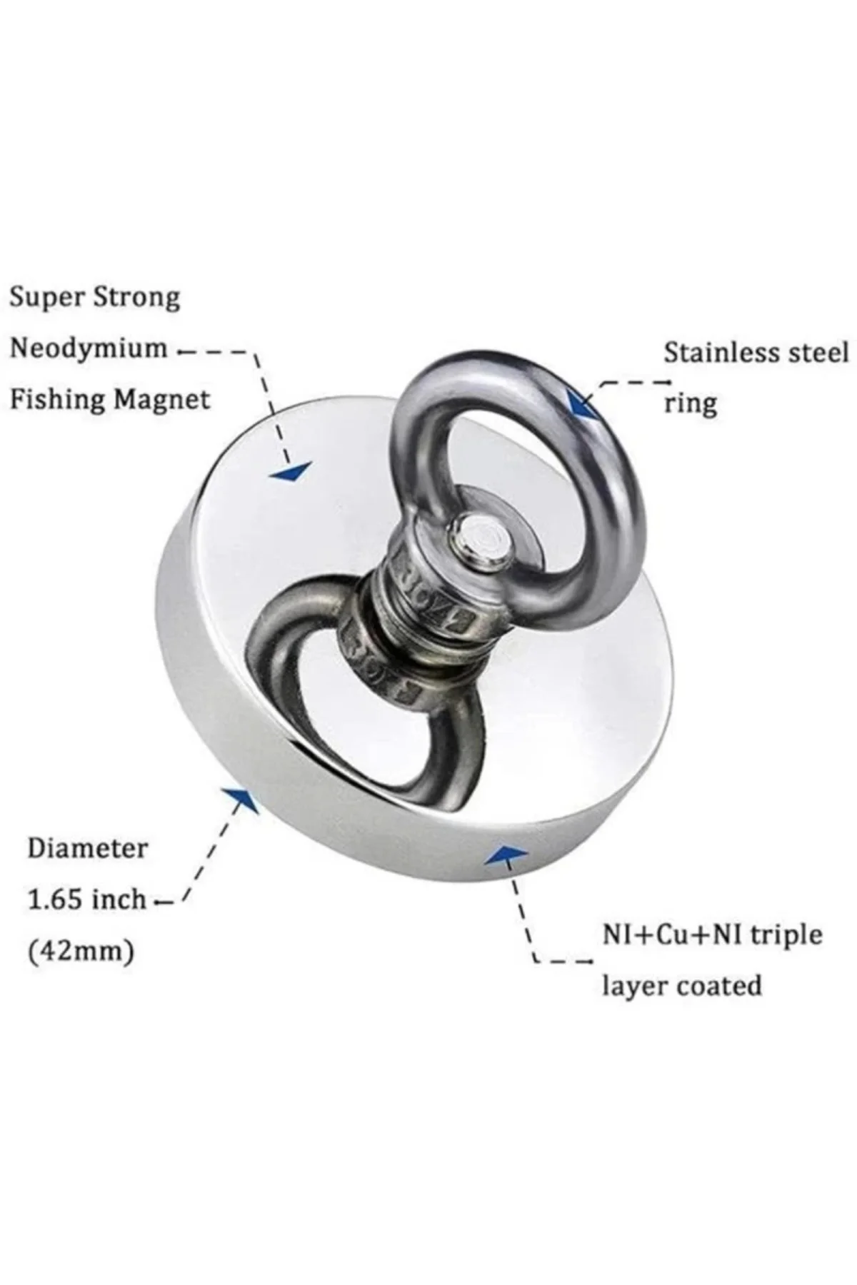 50 Kg D48 Magnet Fishing 20M Halatlı Neodyum Pot Mıknatıs Seti