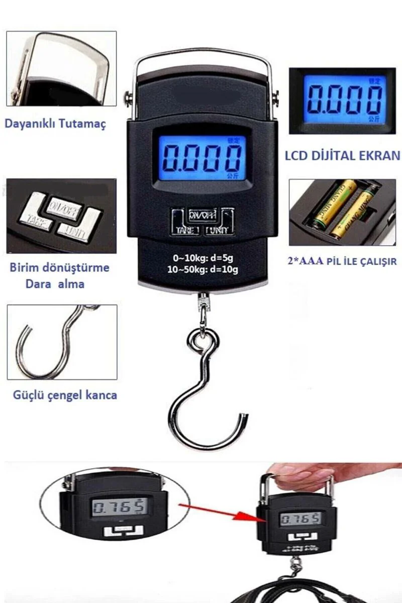50 Kg Dijital El Kantarı - Hassas Tartı, Işıklı LCD Ekranlı, 4 Birimde Ölçüm (Kg/Lb/Oz/Jin) Fiyatı, Yorumları ve Özellikleri