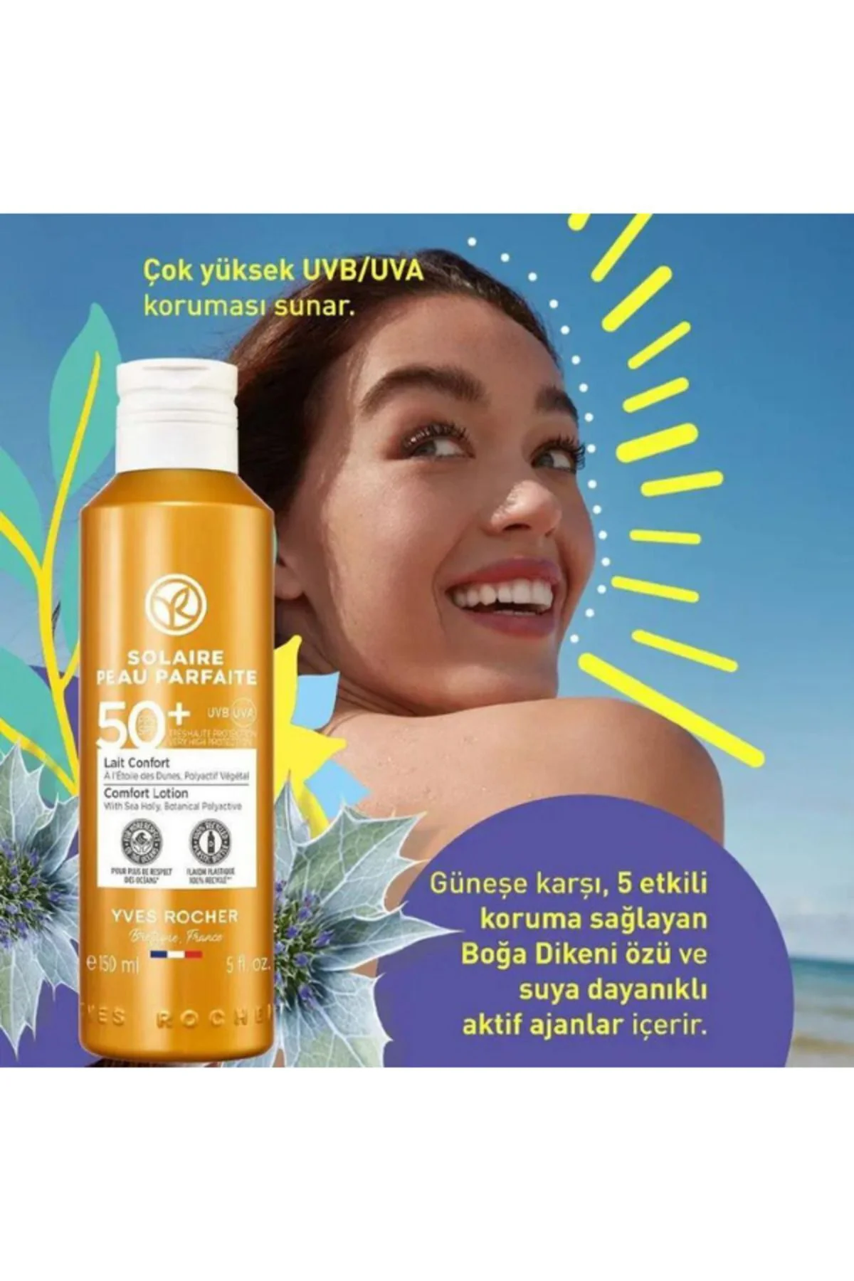 50+ Koruma Faktörlü Güneşe Karşı Koruyucu Vegan Süt 150ml ( Yüz&V