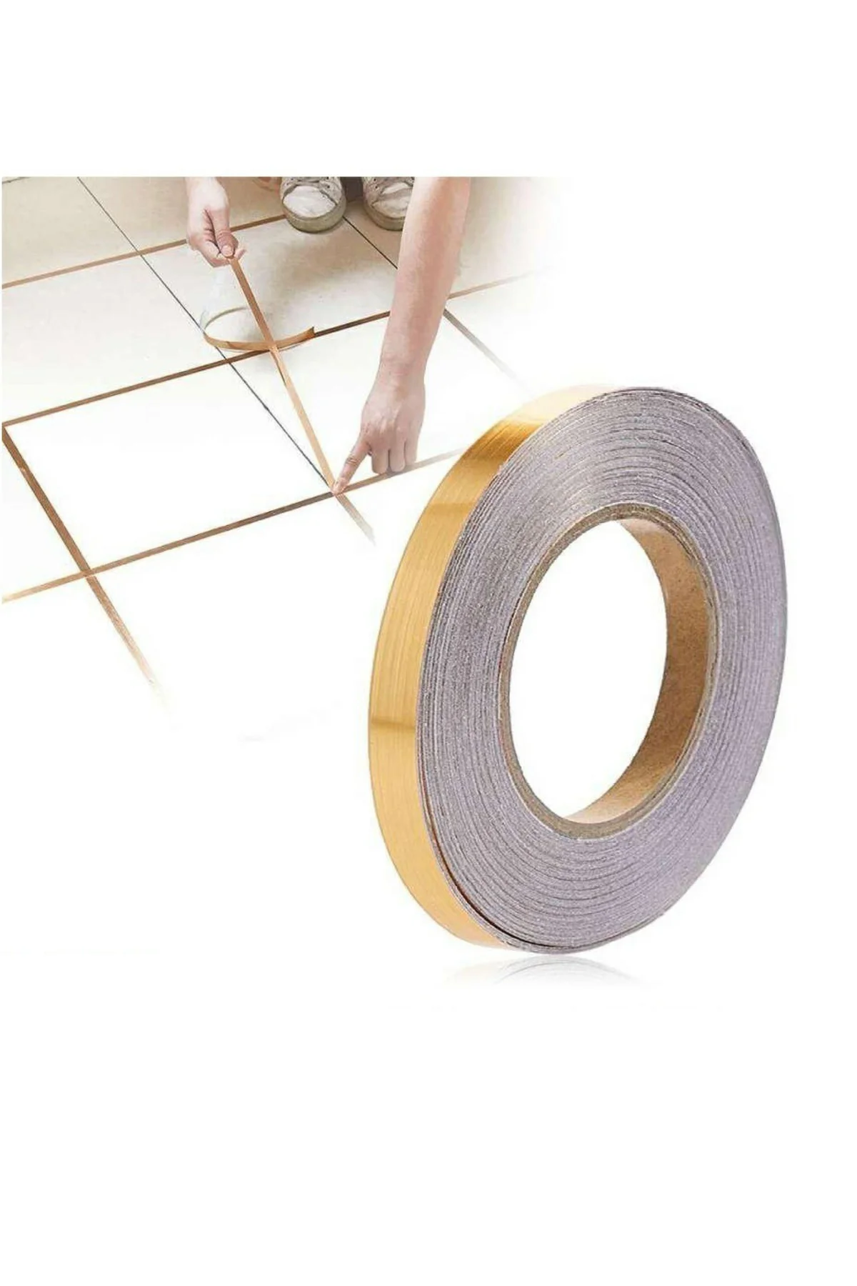 50 Metre Dekoratif Banyo Mutfak Fayans Arası Derz Şerit Bant Gold
