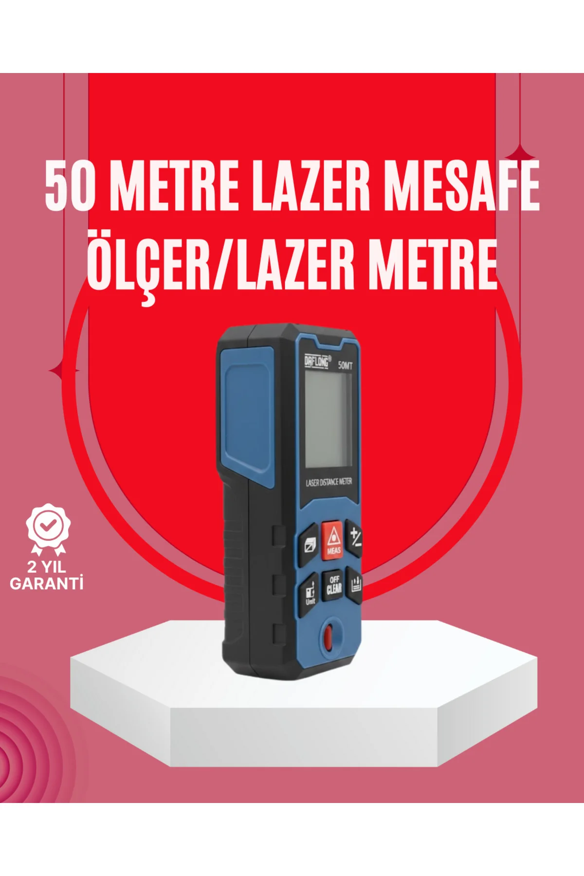 50 Metre Lazer Ölçüm Cihazı Alan ve Mesafe Hesaplama
