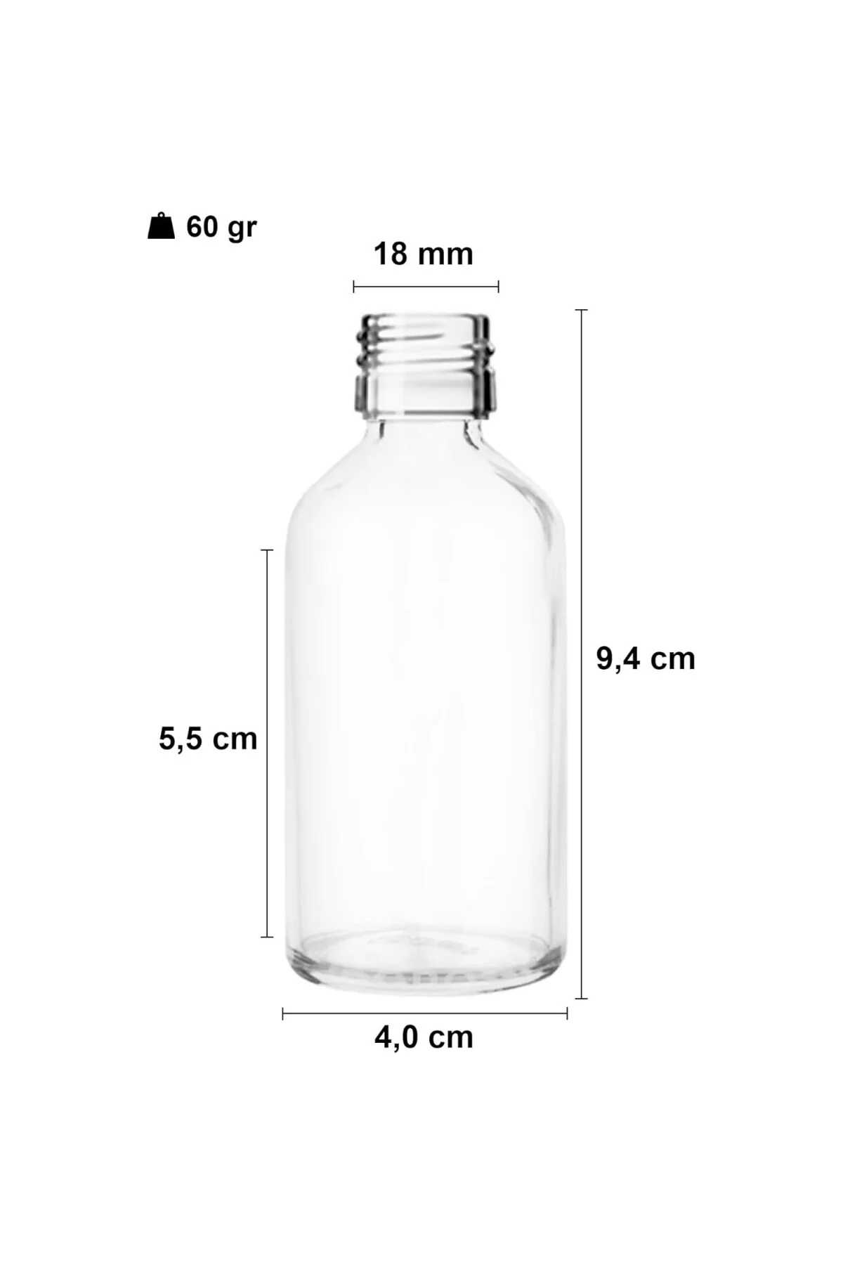 50 ml Çelik Roll On Şişesi 50 cc Sızdırmaz Siyah Kapaklı Cam Şişe 6 Adet (Şeffaf,