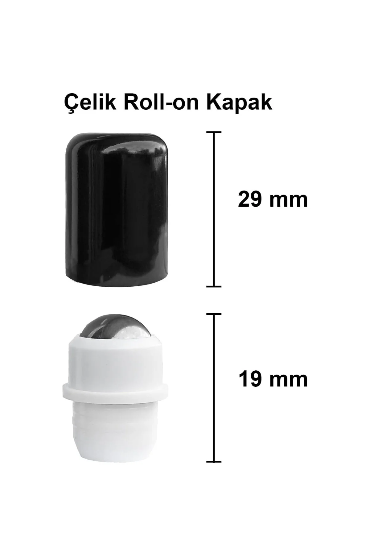 50 ml Çelik Roll On Şişesi 50 cc Sızdırmaz Siyah Kapaklı Cam Şişe 6 Adet (Şeffaf,