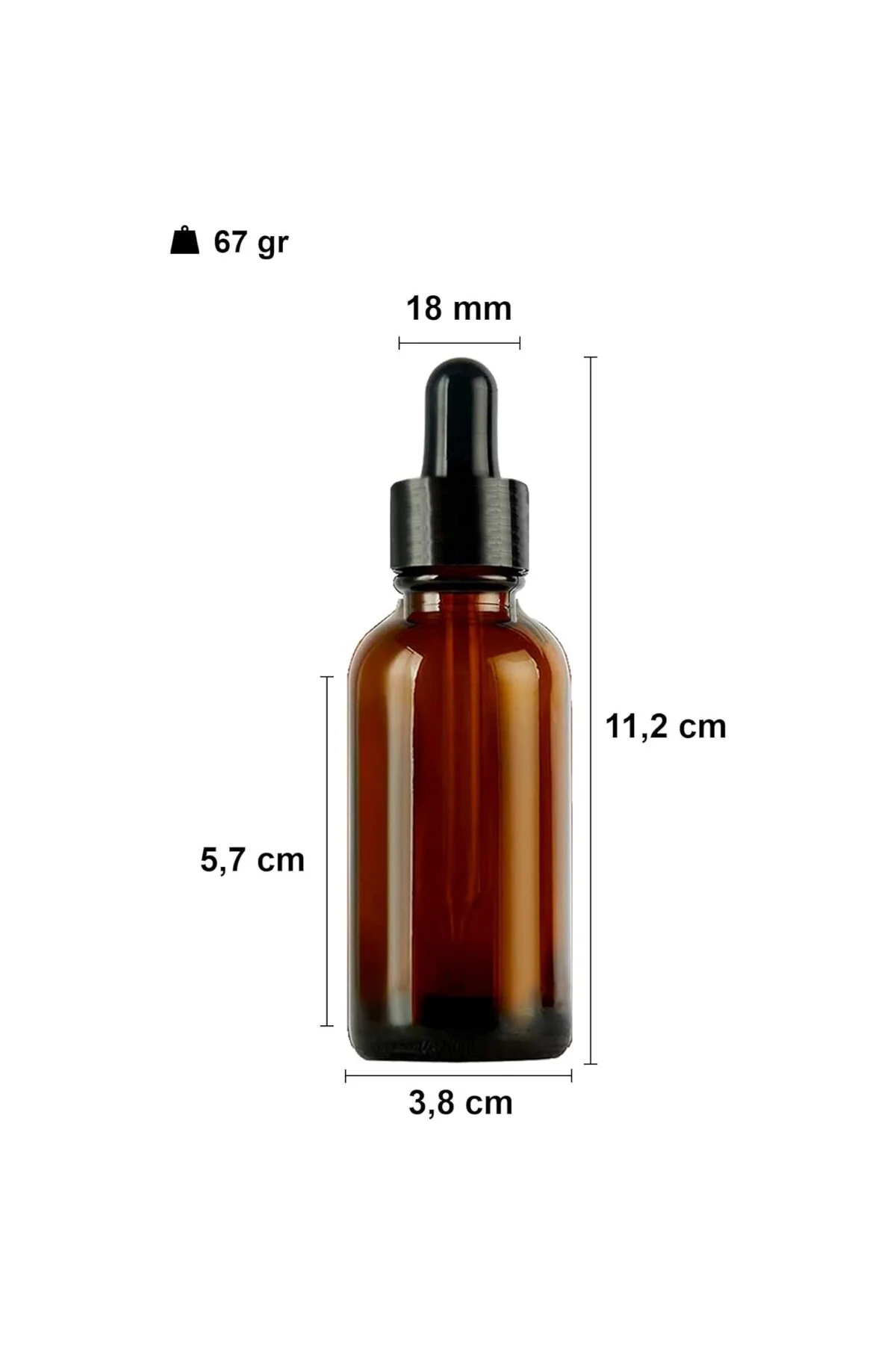50 ml Metal Kapaklı Damlalık Dropper Şişesi Serum 50 cc Cam Şişe 6 Adet (Siyah Kapak