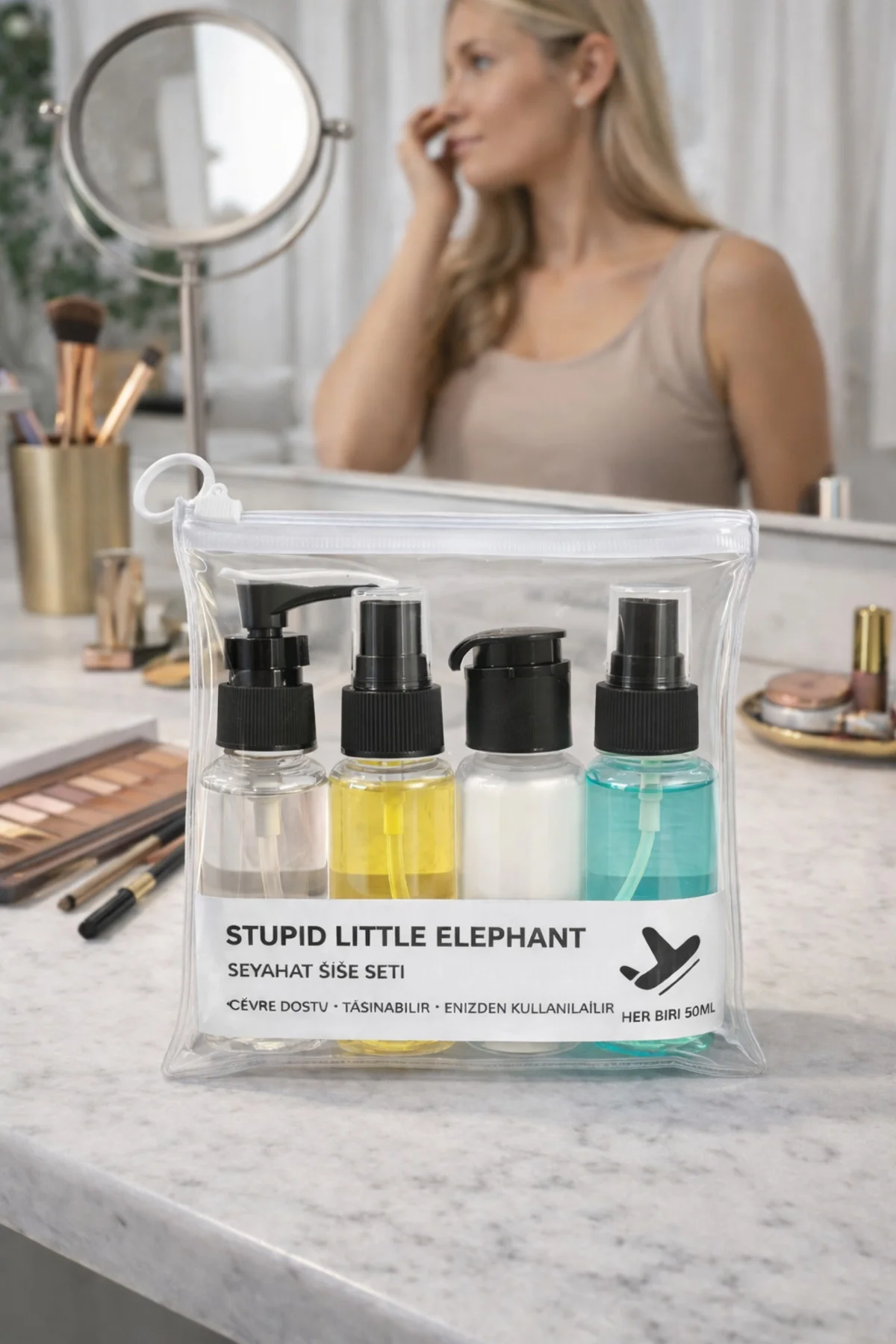 50 ml Şeffaf Kozmetik Şişe Seti 4’lü Çok Amaçlı Losyon Parfüm Şam