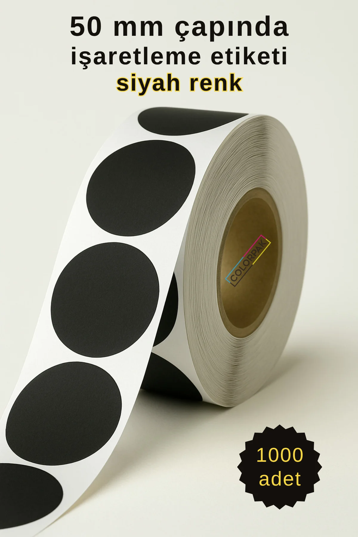 50 mm Nokta Etiket Siyah 1000 adet İşaretleme Etiketi