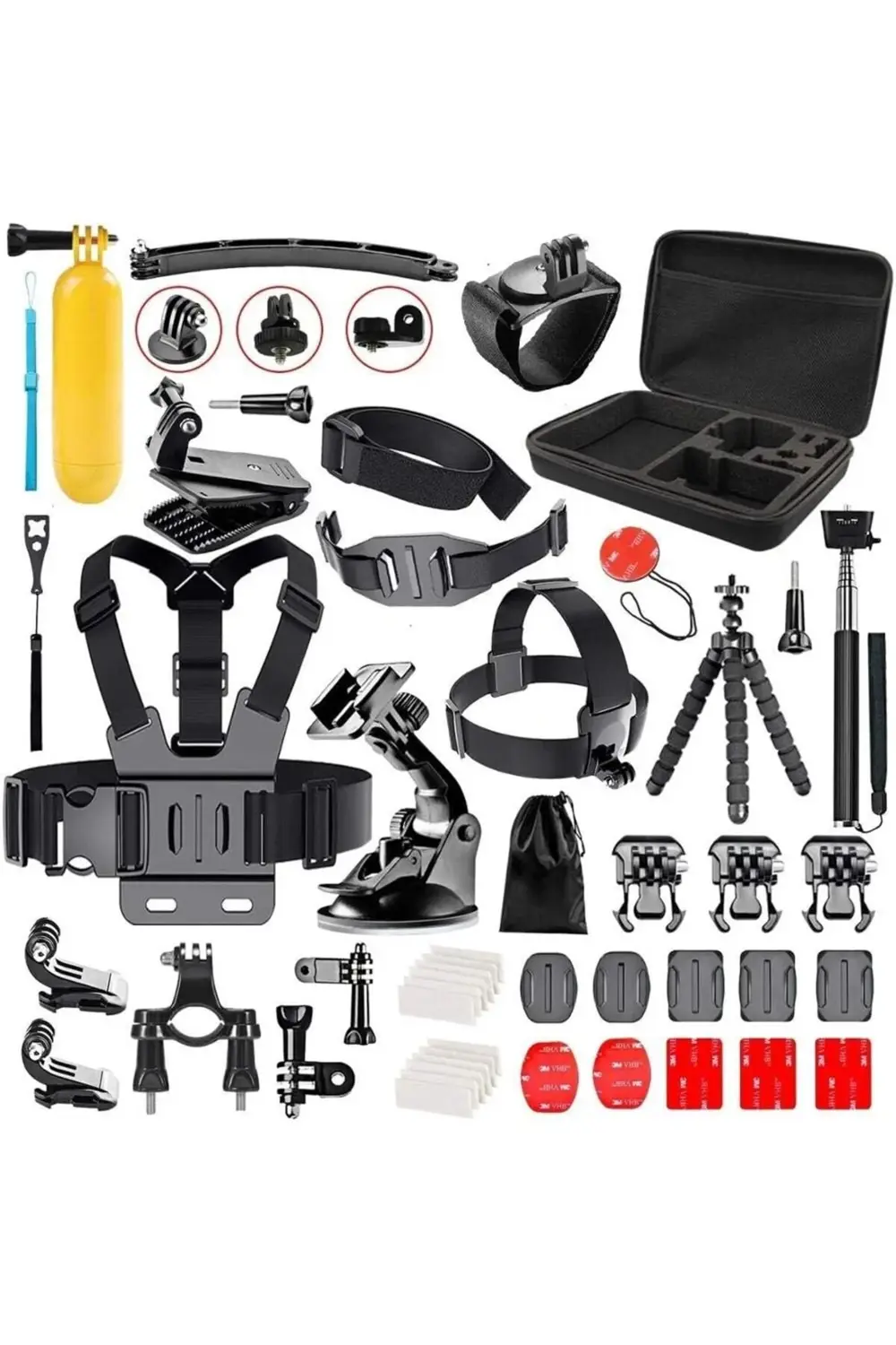 50 Parça Aksiyon Kamera Aksesuar Seti Çantalı – GoPro ile uyumlu,