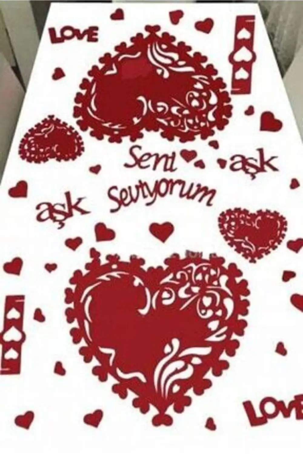 50 Parça Aşk Seti Sevgili Seti Sunum Seti Keçe Süs Masa Dekor Ürü