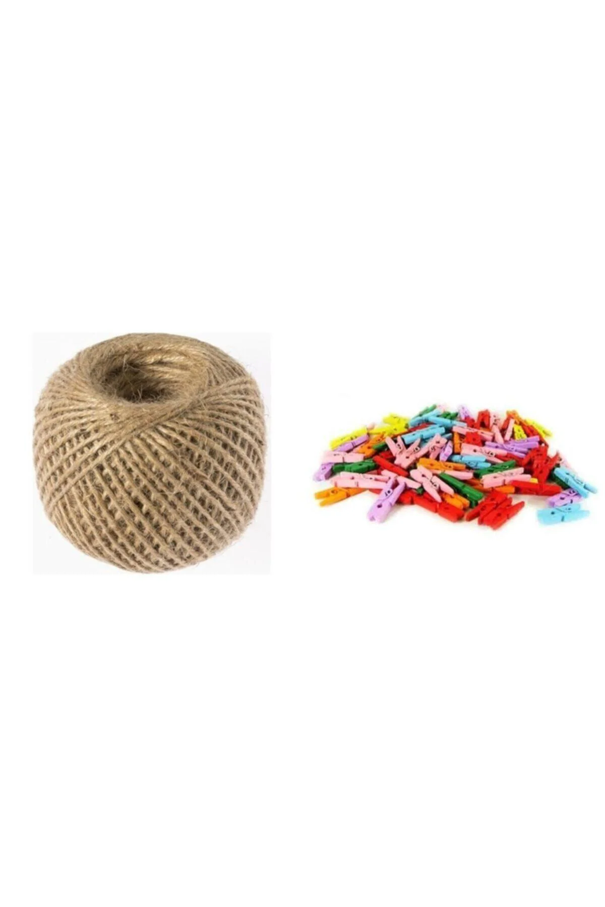 50 Renkli Dokaratif Küçük Mandal Ve Jut Kırnap El Isı Ipı Hasır I