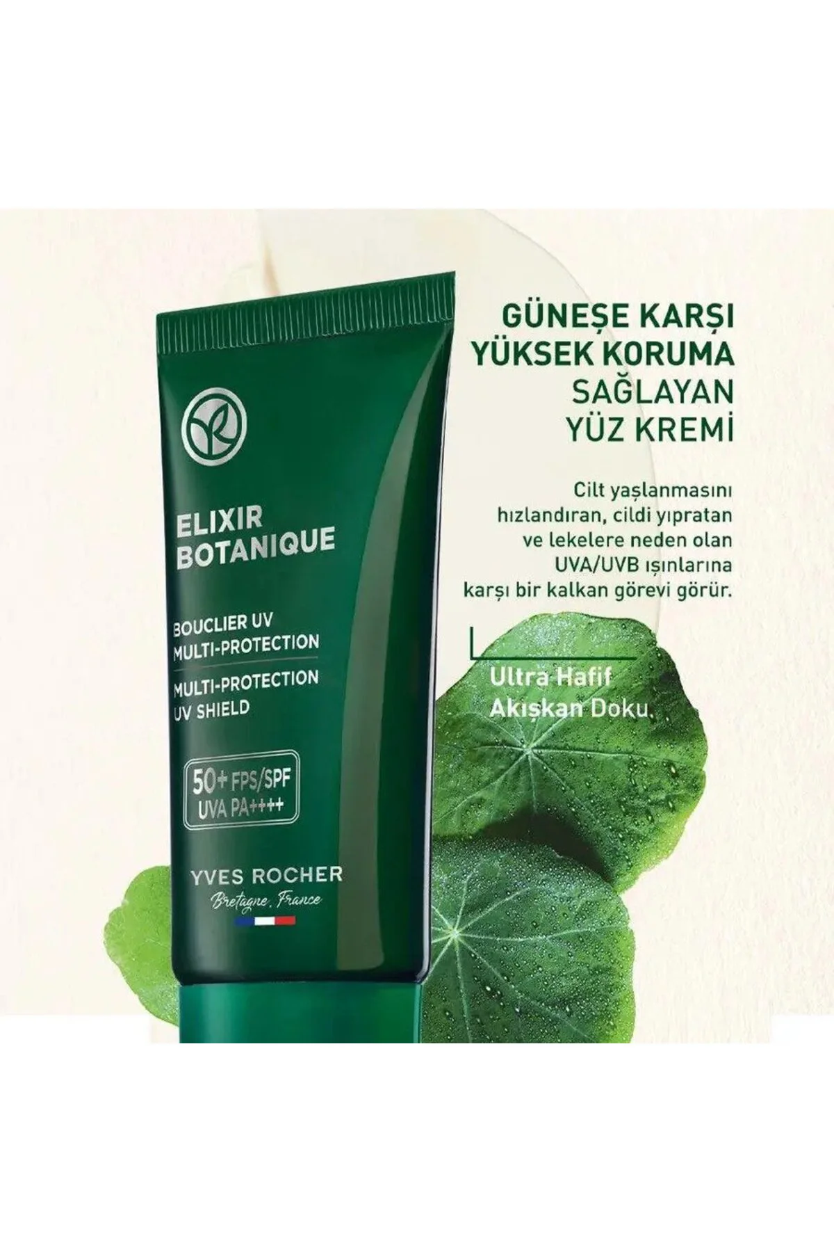 50+ SPF Yüz Kremi - Yaşlanma Karşıtı Bitkisel Antioksidan Bakım/E