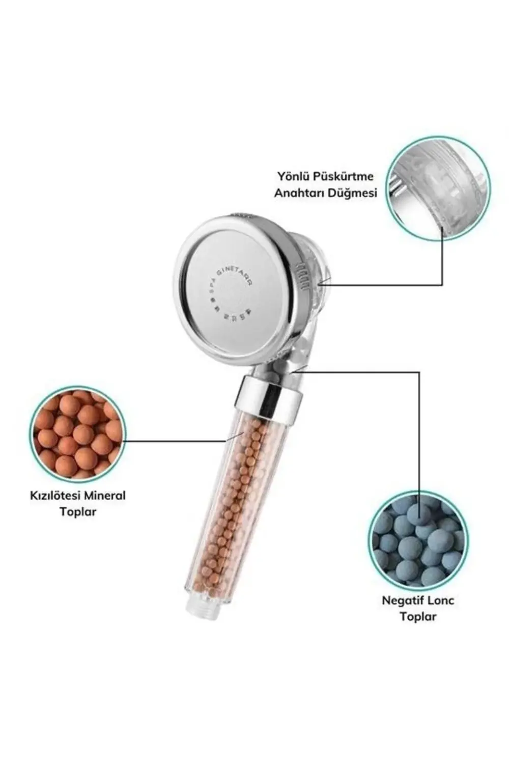 ® %50 Su Tasarruflu ve Arıtmalı Doğal Taşlı Banyo El Duş Başlığı