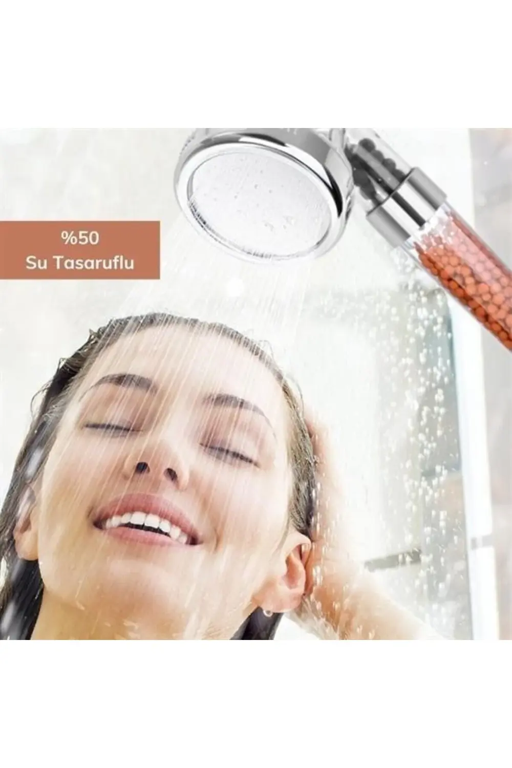 ® %50 Su Tasarruflu ve Arıtmalı Doğal Taşlı Banyo El Duş Başlığı