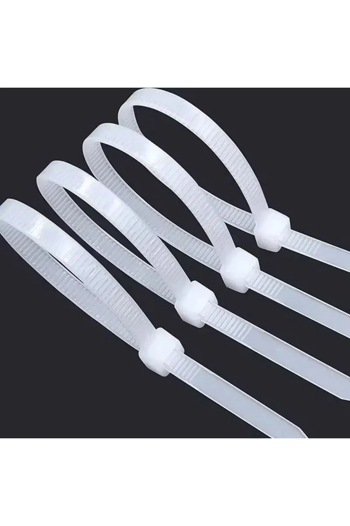 500 Adet 20cm Cırt Kelepçesi 4*200mm Kablo Bağı - (Beyaz 500 Adet