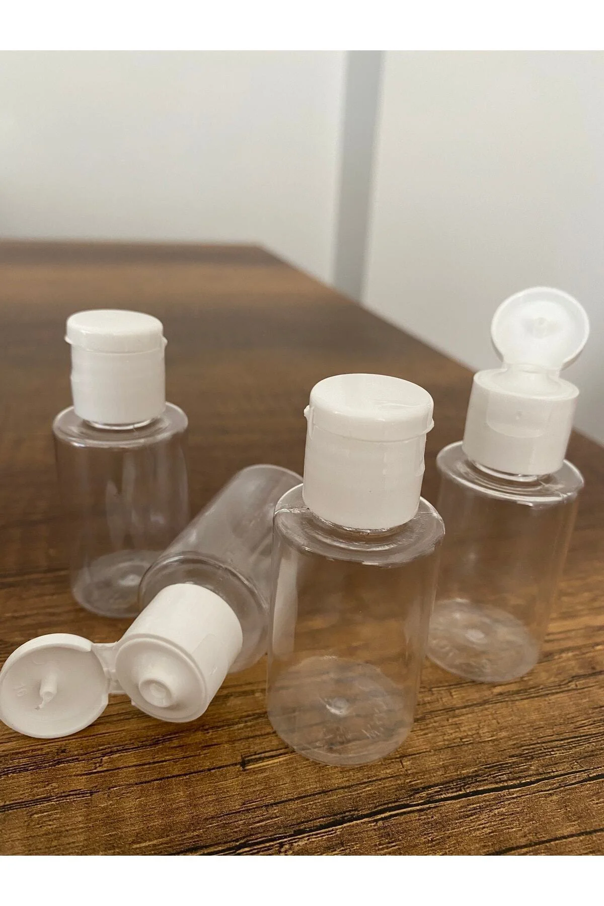 500 Adet 30 ml Şeffaf Plastik Şişe + Flip Top Kapak Dezenfektan Şişesi Açmalı Kapak