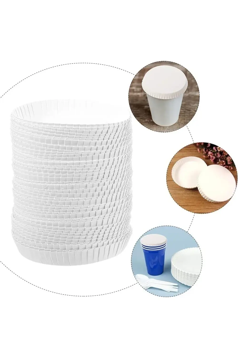 500 Adet Beyaz Karton Bardak Kapak Tıkacı Kağıt Bardak Kapağı