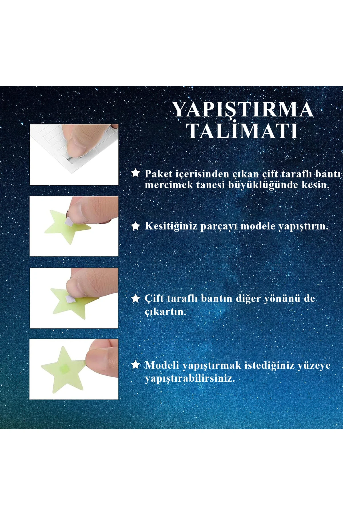 500 Adet Karanlıkta Parlayan Fosforlu Ay Yıldız Gezegen Dekoratif