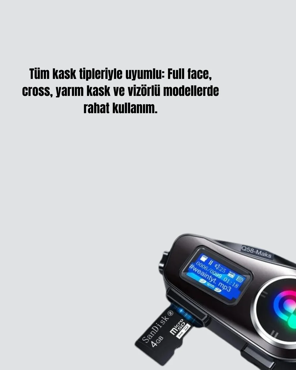 500 Metre İnterkom Mesafeli Kask Kulaklığı Gürültü Engelleyici