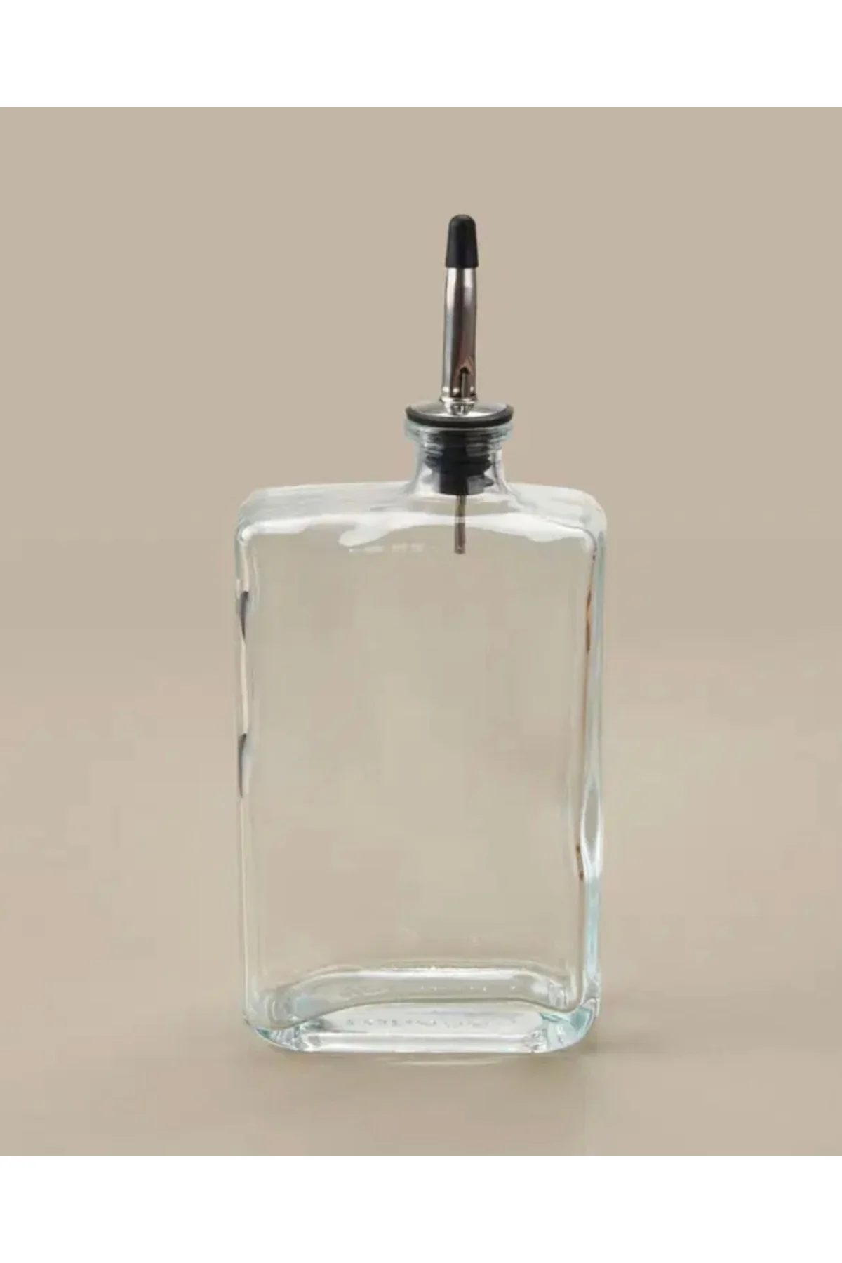 500 ml Gümüş Başlıklı Kare Tasarım Cam Yağdanlık Sirkelik Sosluk