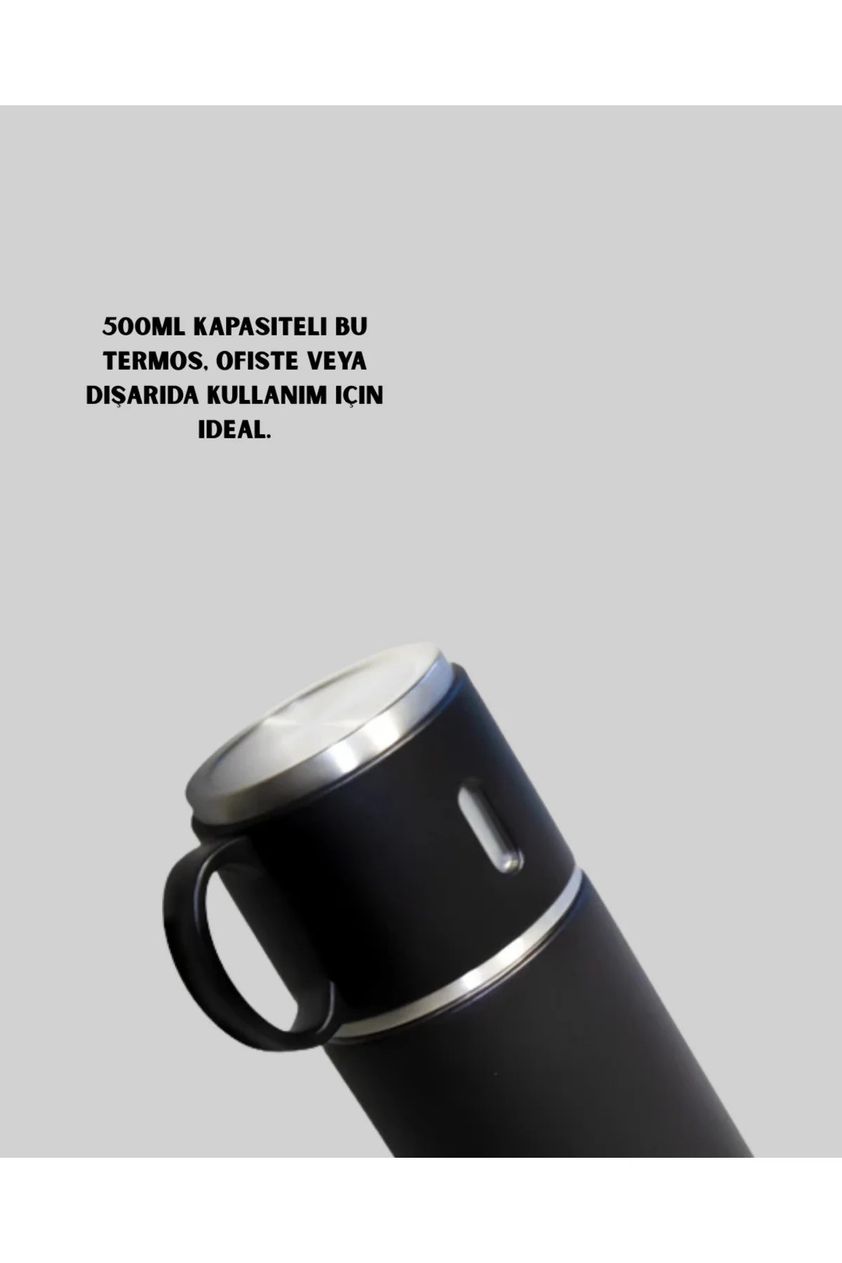 500 ml Isı Korumalı Çelik Termos ve Bardak Seti | Silikon Tabanlı
