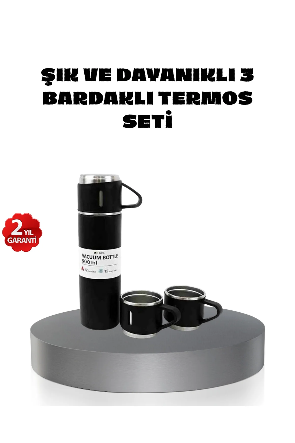500 ml Paslanmaz Çelik Termos Seti – Sızdırmaz, Vakumlu, Isı Koru