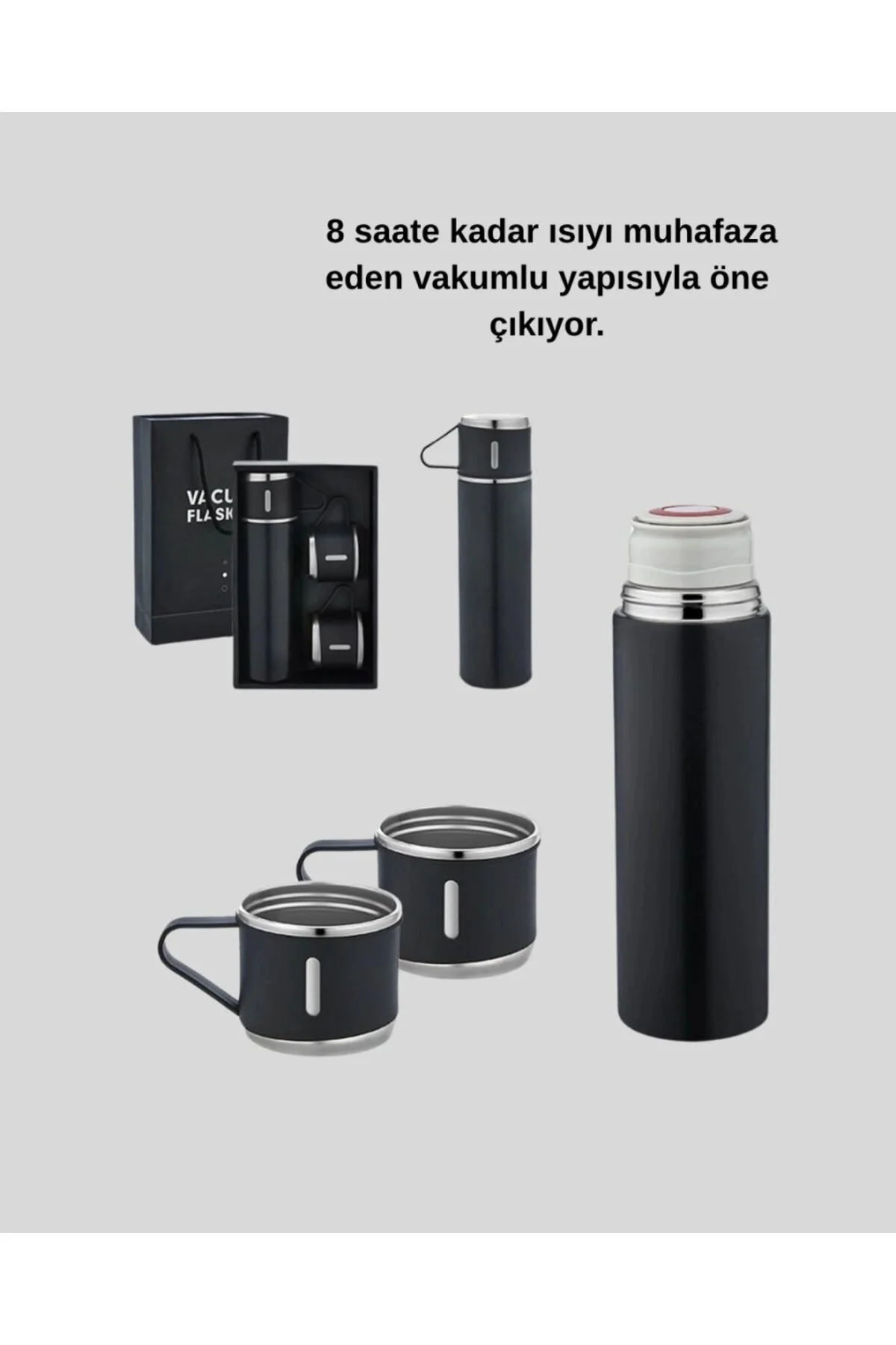 500 Ml Paslanmaz Çelik Termos Seti – Sızdırmaz, Vakumlu, Isı Koru