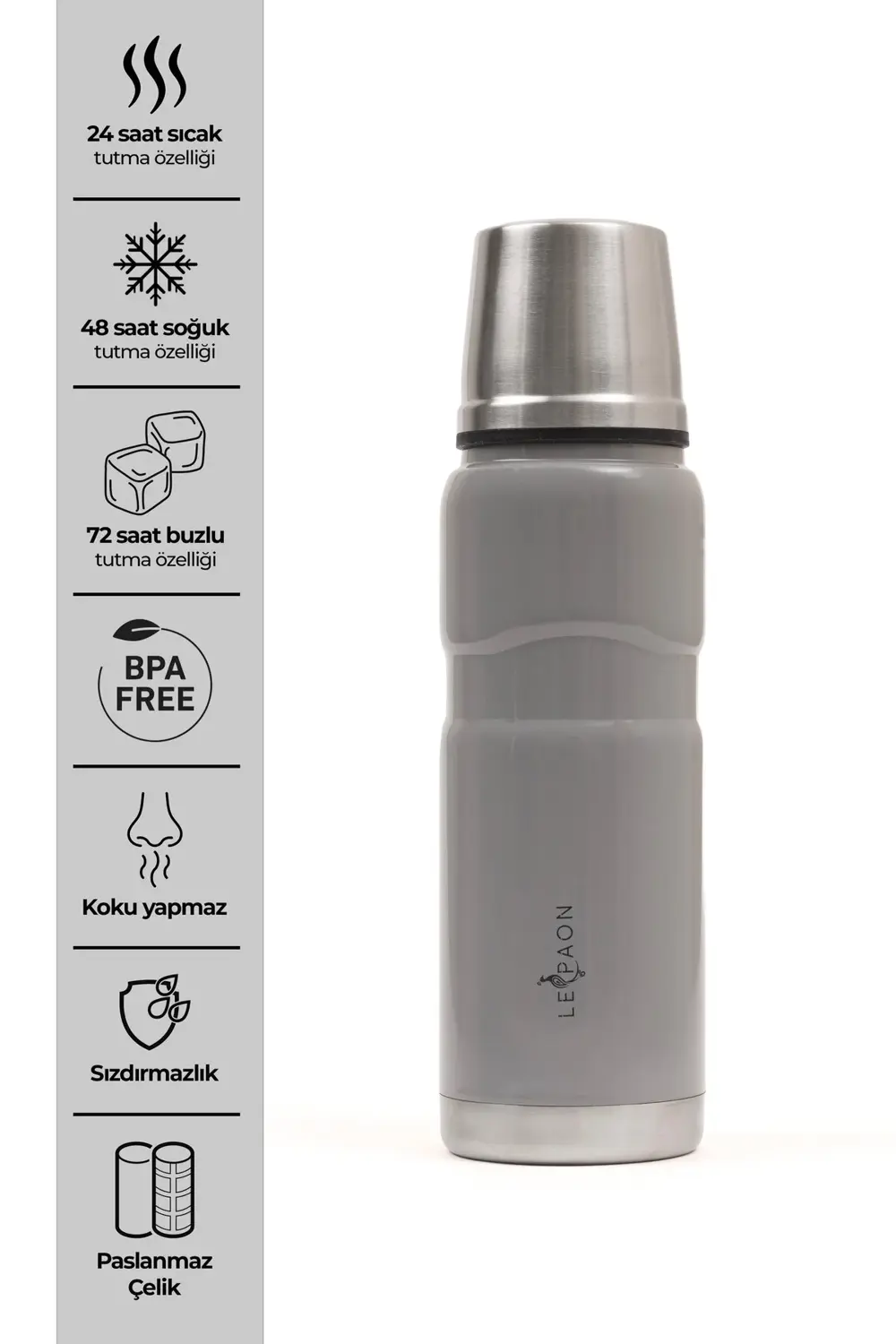 500 ml Paslanmaz Çelik Termos Bardak Kapaklı Sızdırmaz 24 Saat Sı