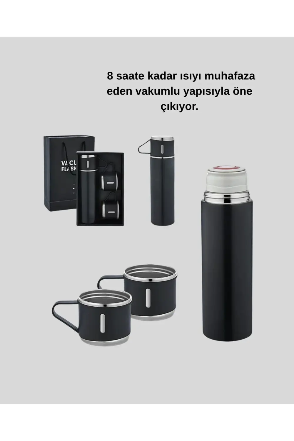 500 ml Paslanmaz Çelik Termos Seti – Sızdırmaz, Vakumlu, Isı Koru