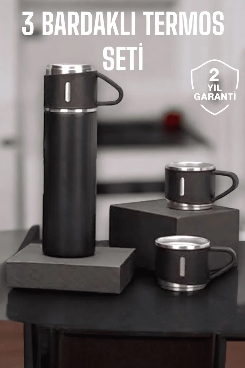 500 ml Taşınabilir Basınçlı Termos Seti - 8 Saat Sıcak/Soğuk, Paslanmaz Çelik