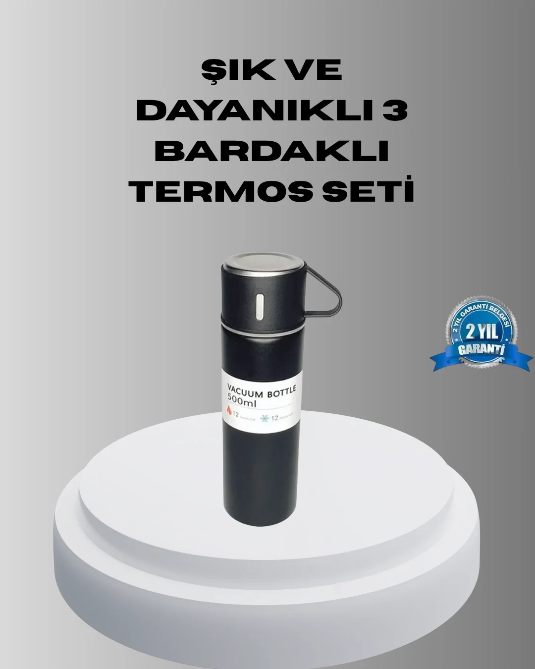 500 ml Vakumlu Termos – Çift Kat Paslanmaz Çelik, Sızdırmaz Kapağ