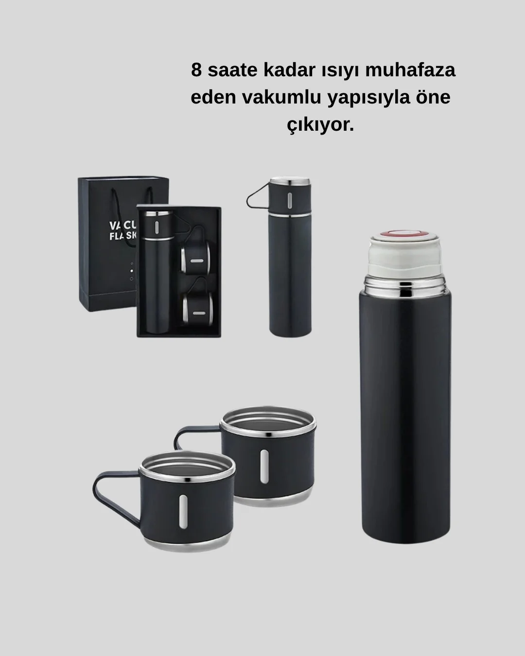 500 ml Vakumlu Termos – Çift Kat Paslanmaz Çelik, Sızdırmaz Kapağıyla Sıcak ve Soğuk İçeceklere Özel