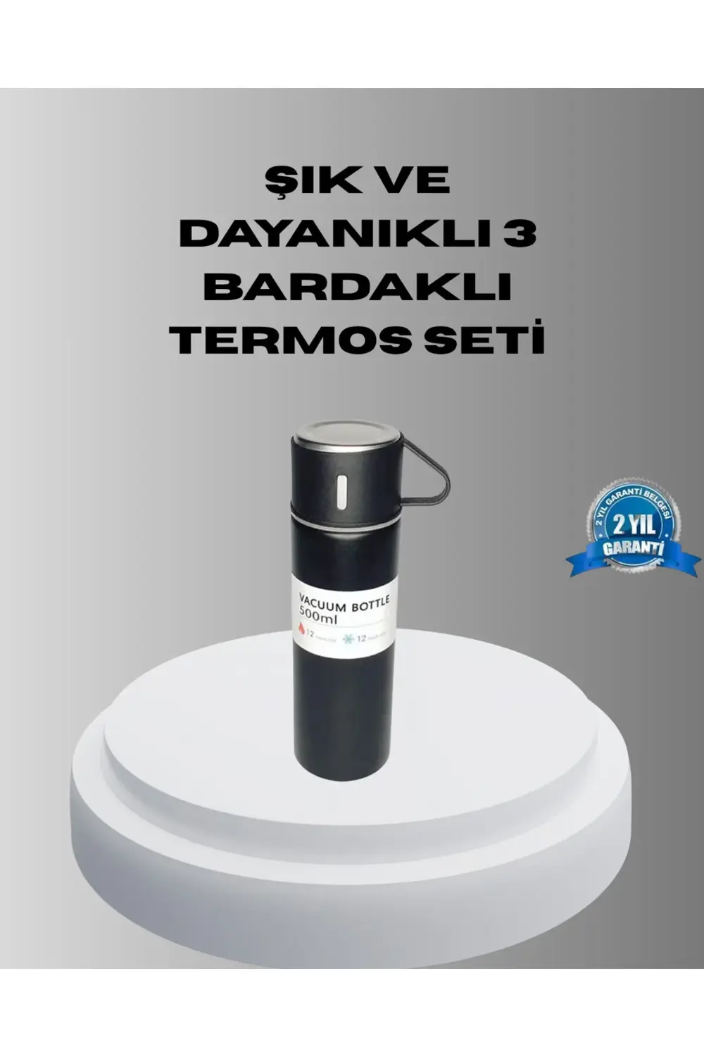 500 ml Vakumlu Termos – Çift Kat Paslanmaz Çelik, Sızdırmaz Kapağ