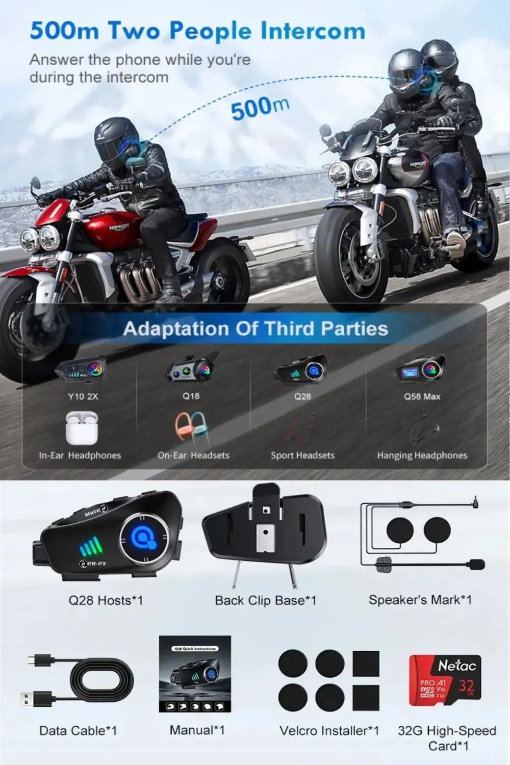 500 Mt Intercom 1080P Kamera Kayıt Özellikli Q-28-P 2 Eşleşmeli 3