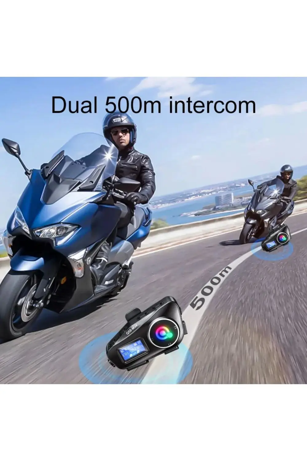 500 Mt Intercom 2 Eşleşmeli Kask Kulaklık Su Geçirmez Bluetooth M