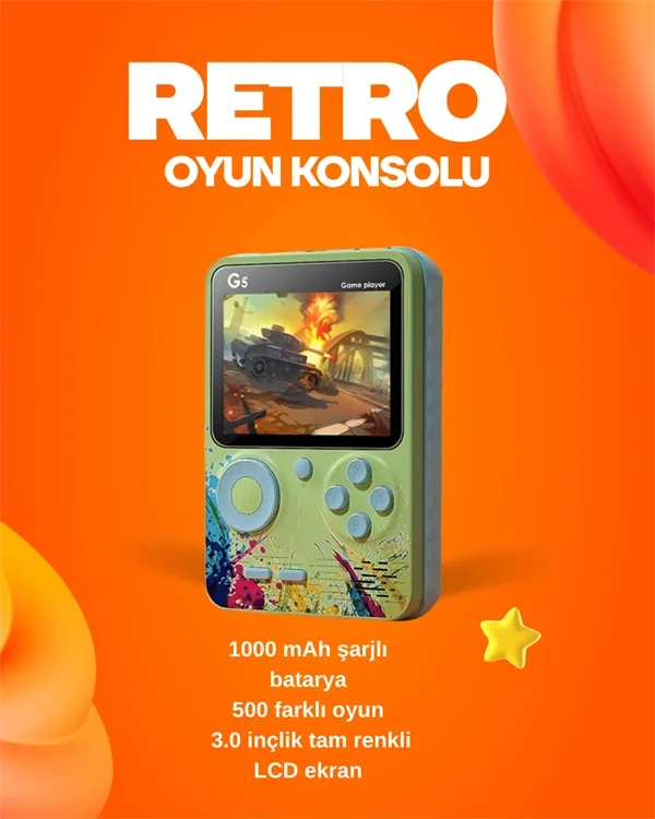 500 Oyun Hafızalı G5 Game Box – Renkli LCD Ekranlı Fiyatı, Yorumları ve Özellikleri