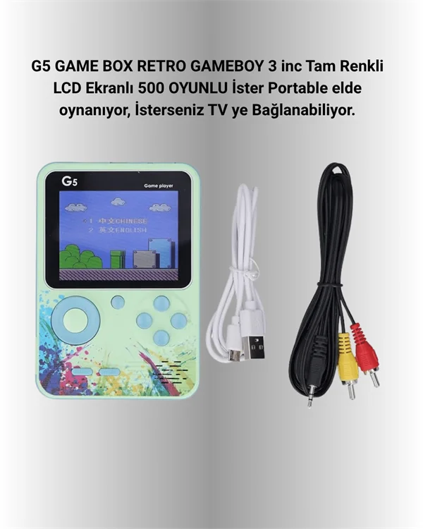 500 Oyun Hafızalı G5 Game Box – Renkli LCD Ekranlı