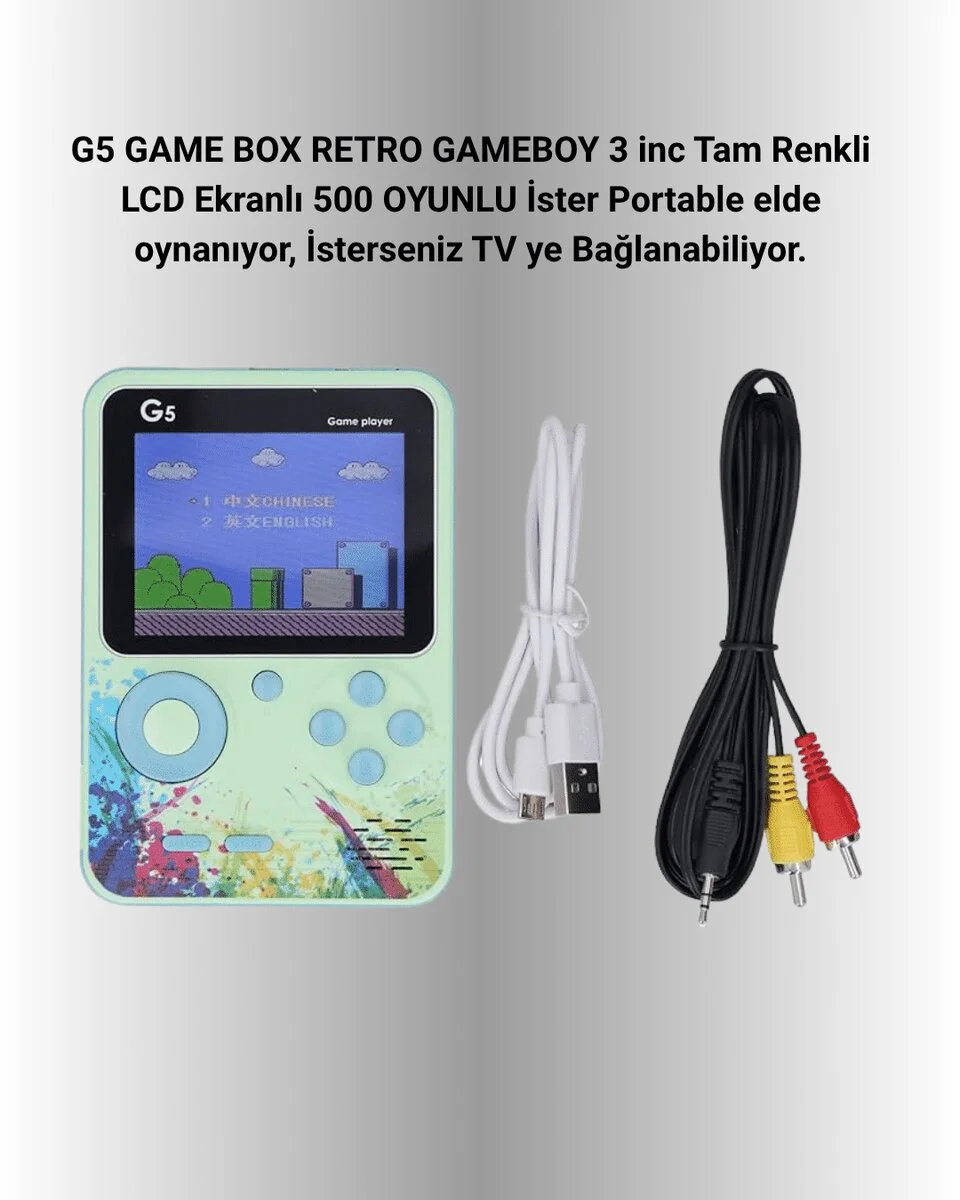 500 Oyun Hafızalı G5 Game Box – Renkli LCD Ekranlı