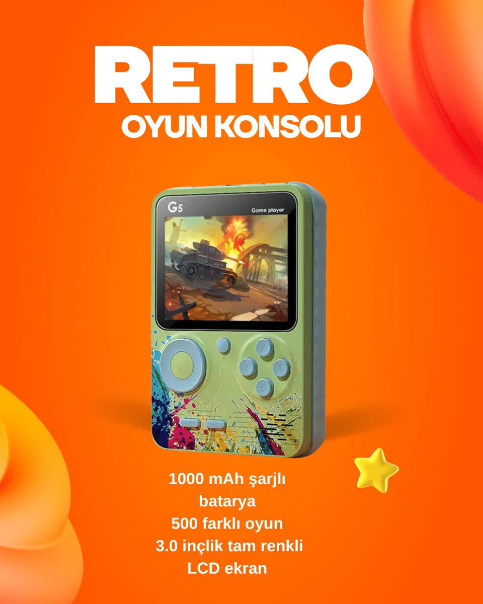 500 Oyun Hafızalı G5 Game Box – Renkli LCD Ekranlı - Taşınabilir Retro Oyun Konsolu Fiyatı, Yorumları ve Özellikleri