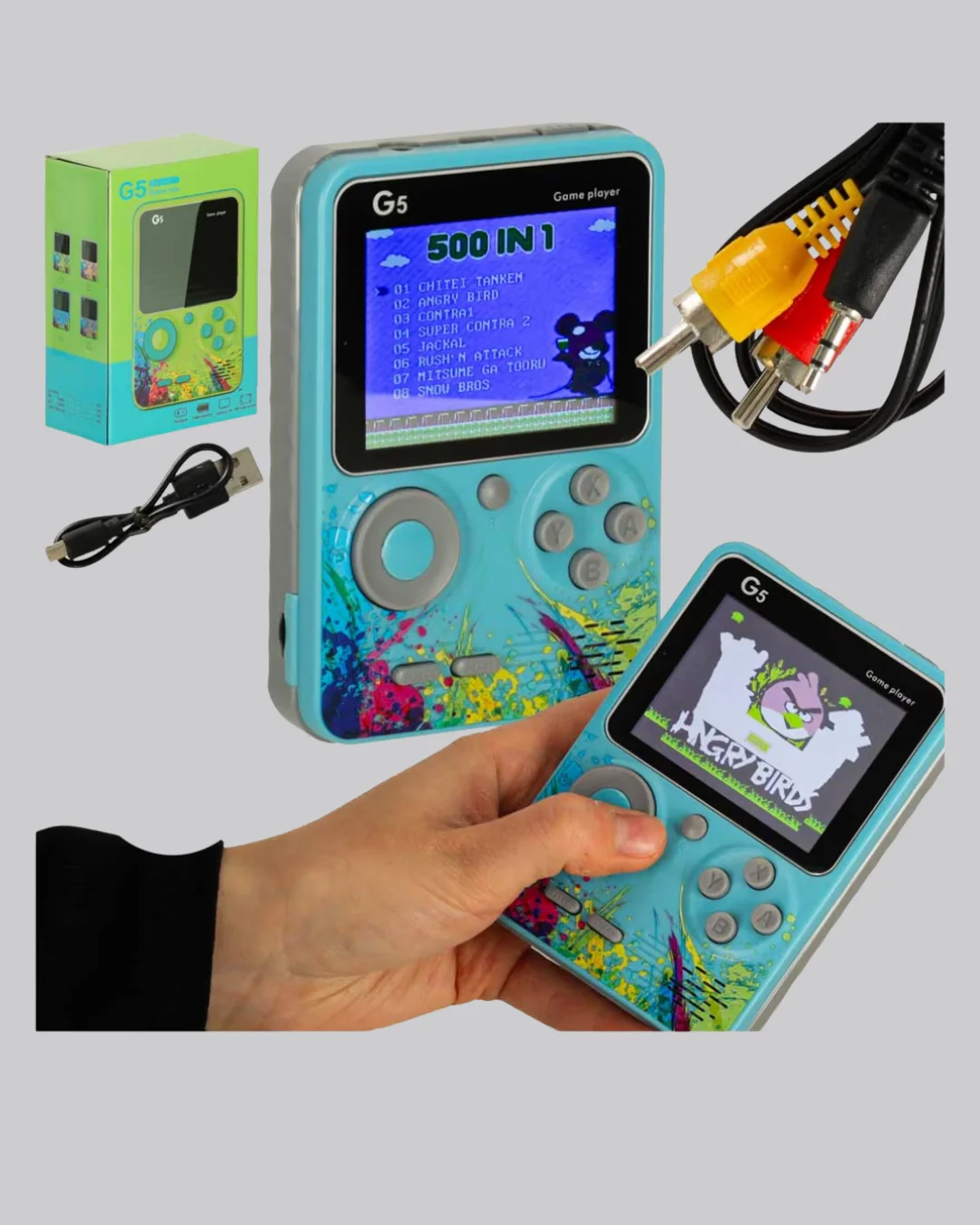 500 Oyunlu G5 Retro Mini Oyun Konsolu 3 İnç Ekran ve TV Desteği 500 Oyunlu G5 Retro Mini Oyun Konsolu 3 İnç Ekran ve TV Desteği