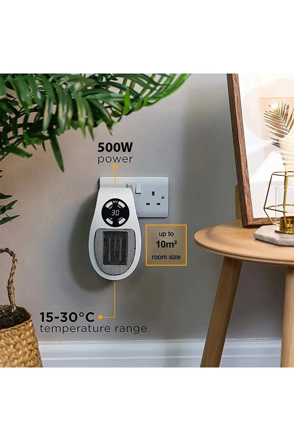 500 WATT PRİZ TİPİ UZAKTAN KUMANDALI TAŞINABİLİR ISITICI (ZAMANLA