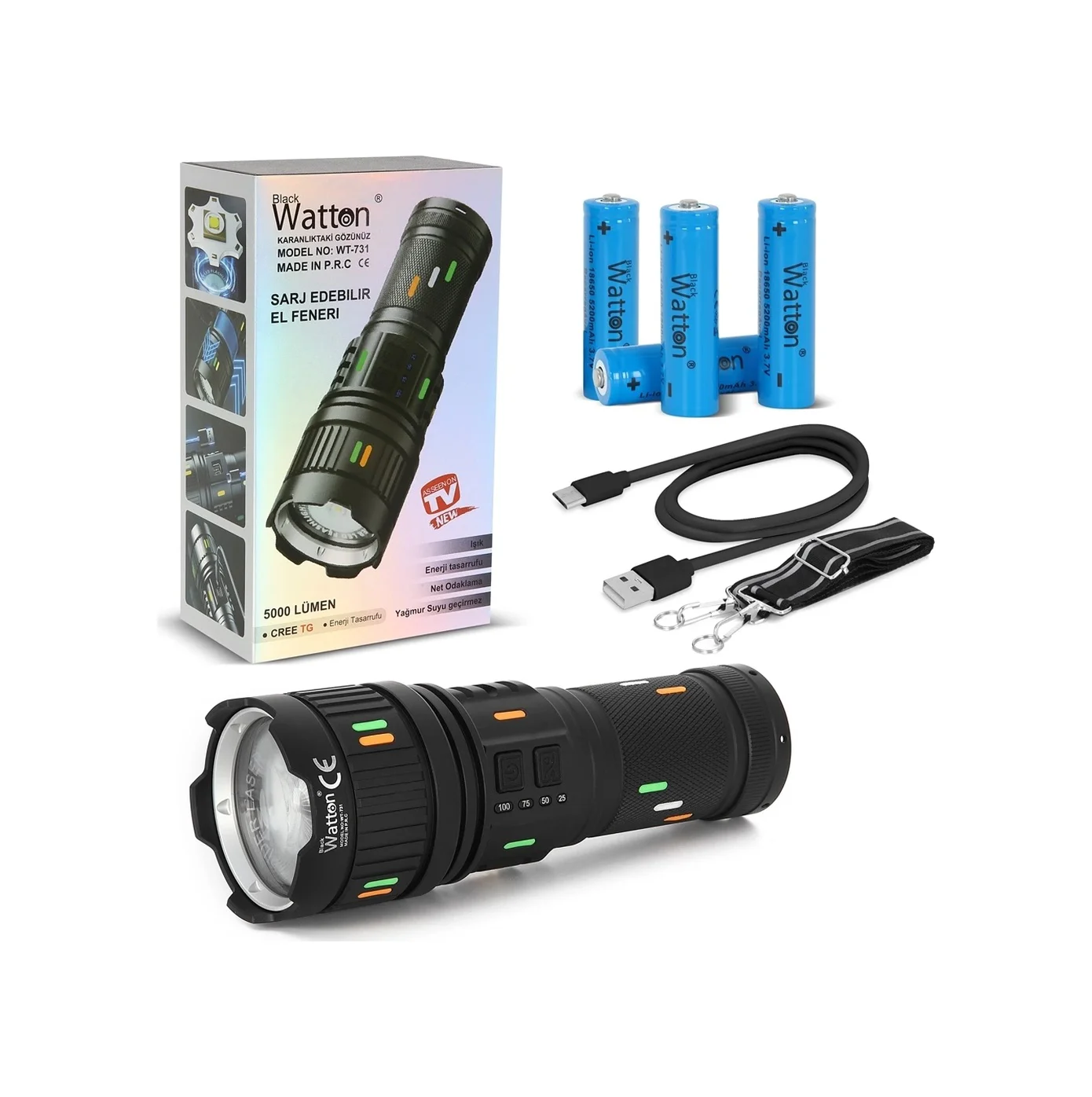 5000 Lümen Cree Tg Led Şarj Göstergeli El Feneri Wt-731 Diğer 5000 Lümen Cree Tg Led Şarj Göstergeli El Feneri Wt-731 Diğer