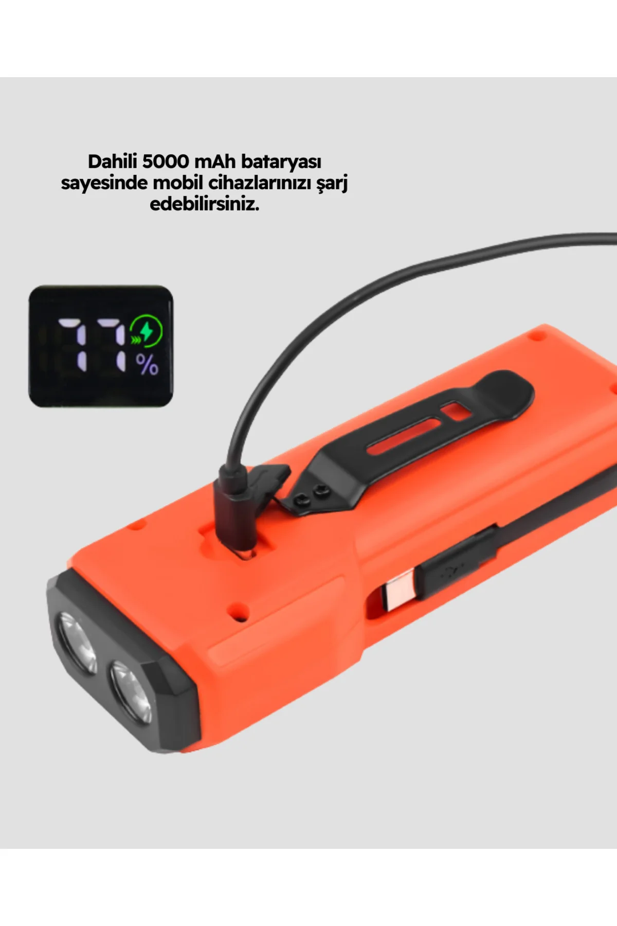 5000 mAh Bataryalı Bisiklet Farı COB Çakar Çok Fonksiyonlu - Lisi