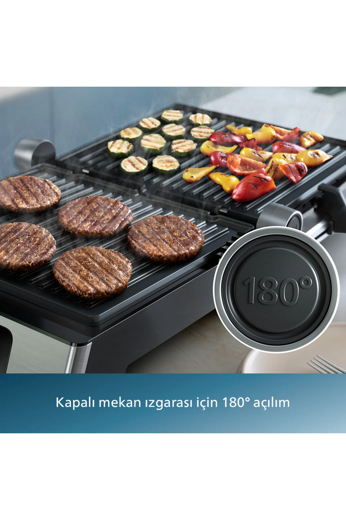 5000 Serisi, 2200W, Izgara ve Tost Makinesi, Izgara için Tam Açılır, HD6301/90 5000 Serisi, 2200W, Izgara ve Tost Makinesi, Izgara için Tam Açılır, HD6301/90